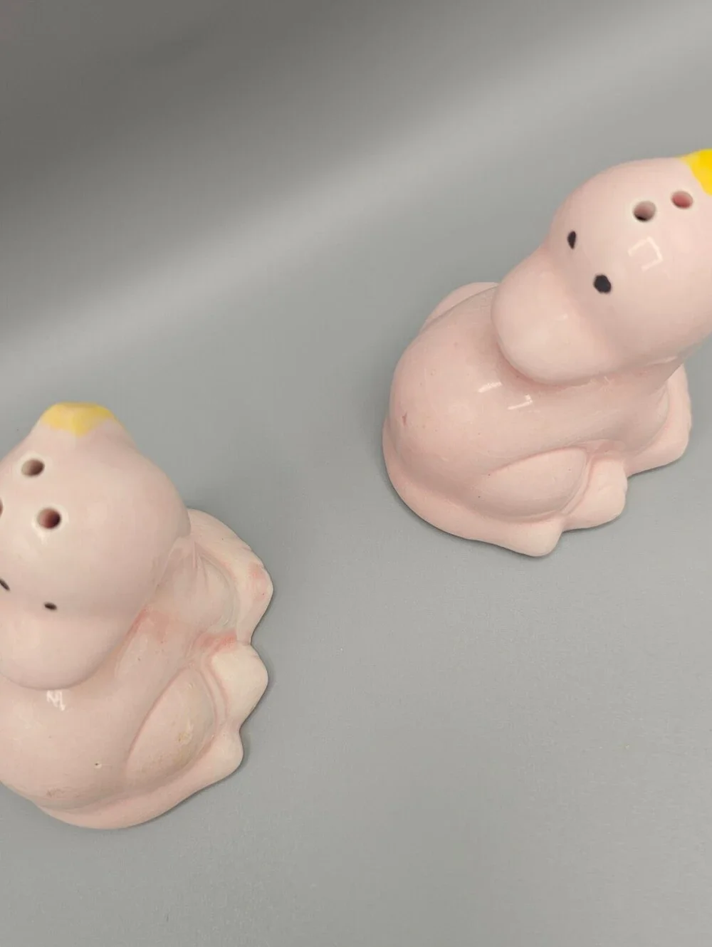 Vintage Pink Ceramic Dinosaur Salt and Pepper Shakers